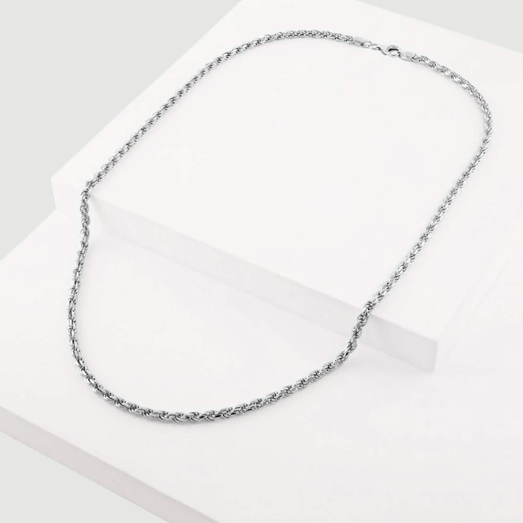 Chaîne en argent massif 925, maille corde, 3,5 mm