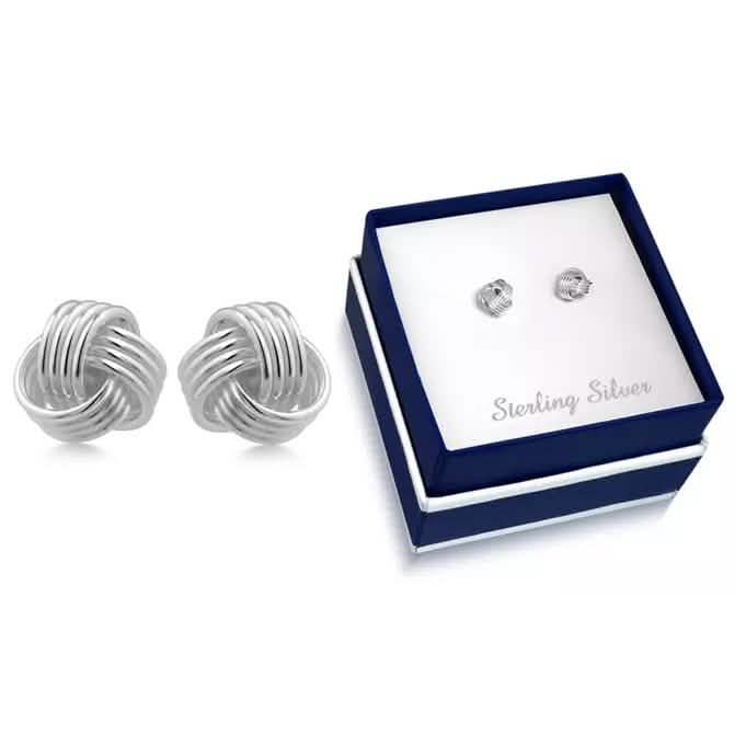Clous d'oreilles en argent sterling massif Nœud d'Amour