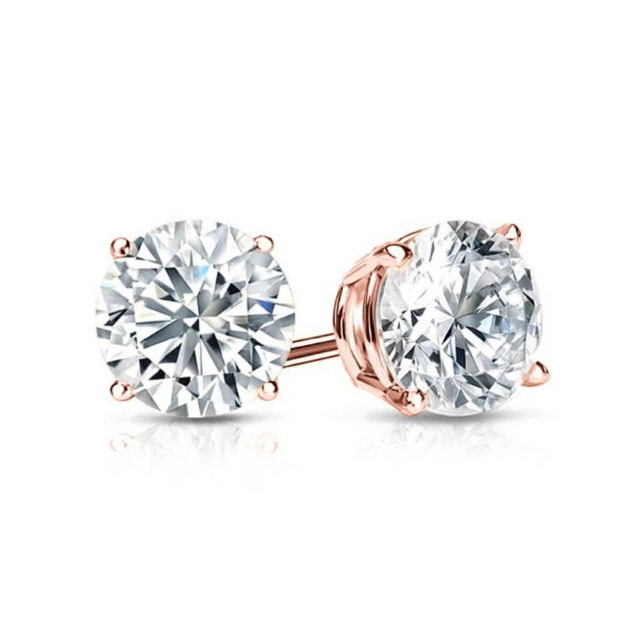 Puces d'oreilles rondes en argent sterling massif serties de cristaux