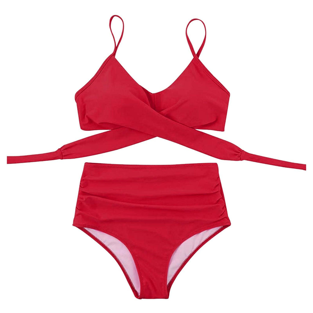 Maillot de Bain Femme Haut Bikini Push Up Echancré Bretelles Maillot de Bain Femme Taille Haute Bikini Twist Devant Hauts de Bikini Lacés Maillots de Bain 2 Pièces Été