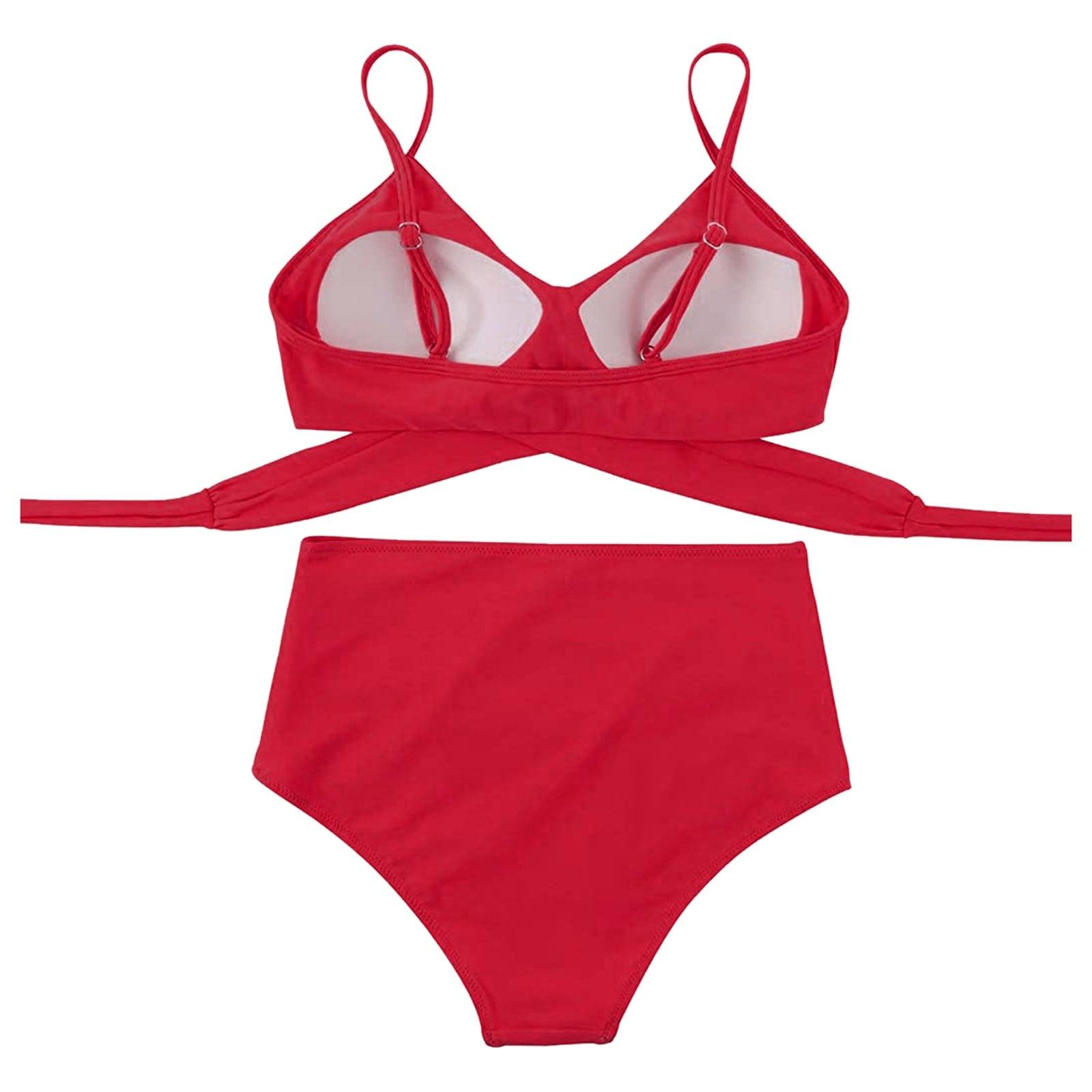 Maillot de Bain Femme Haut Bikini Push Up Echancré Bretelles Maillot de Bain Femme Taille Haute Bikini Twist Devant Hauts de Bikini Lacés Maillots de Bain 2 Pièces Été