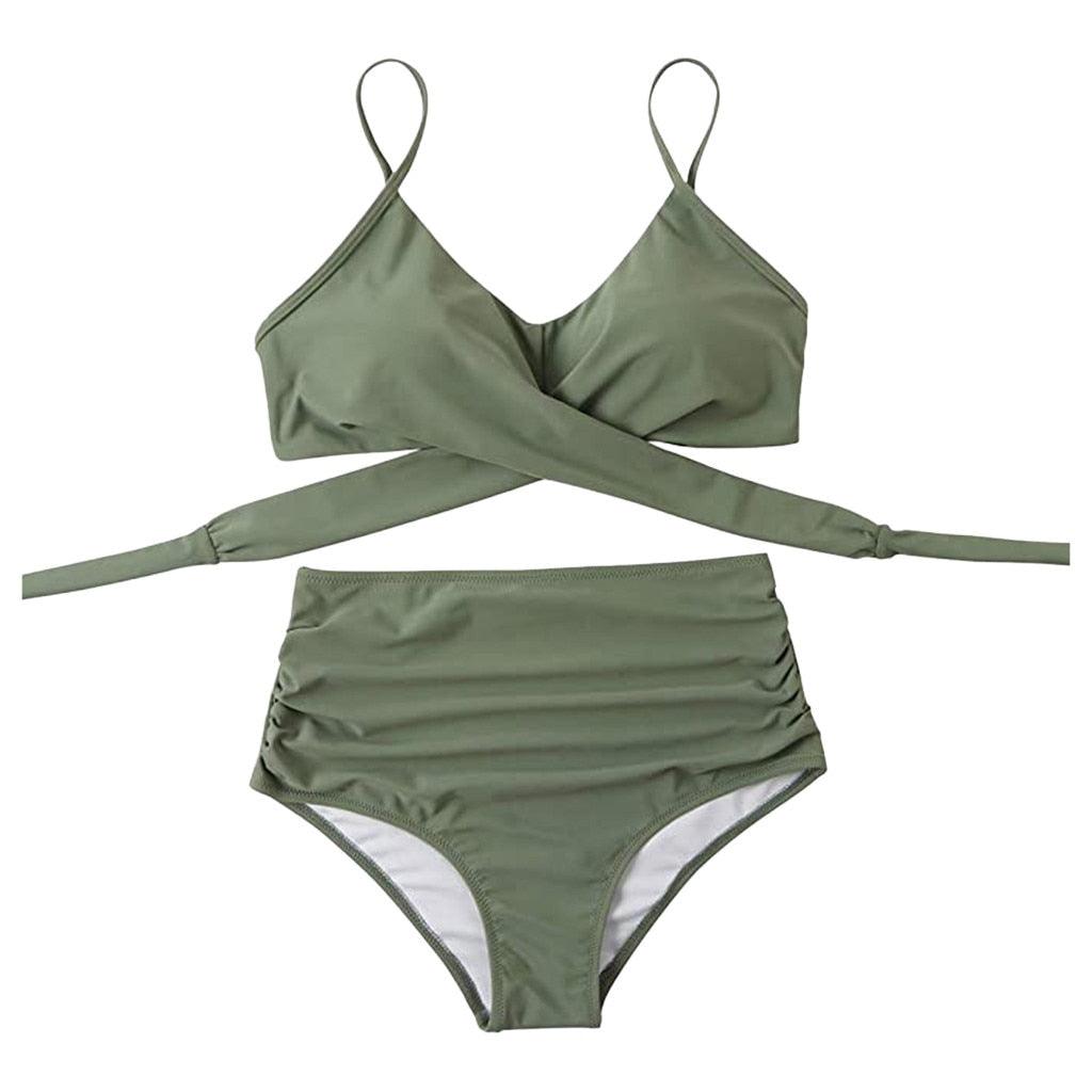 Maillot de Bain Femme Haut Bikini Push Up Echancré Bretelles Maillot de Bain Femme Taille Haute Bikini Twist Devant Hauts de Bikini Lacés Maillots de Bain 2 Pièces Été