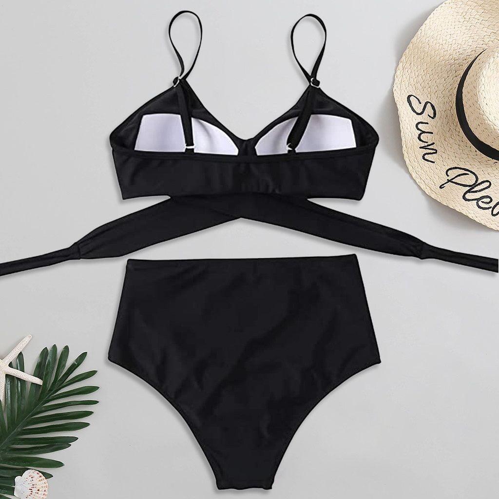Maillot de Bain Femme Haut Bikini Push Up Echancré Bretelles Maillot de Bain Femme Taille Haute Bikini Twist Devant Hauts de Bikini Lacés Maillots de Bain 2 Pièces Été