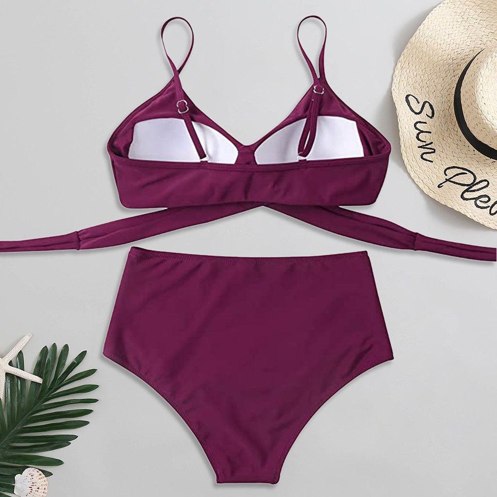 Maillot de Bain Femme Haut Bikini Push Up Echancré Bretelles Maillot de Bain Femme Taille Haute Bikini Twist Devant Hauts de Bikini Lacés Maillots de Bain 2 Pièces Été