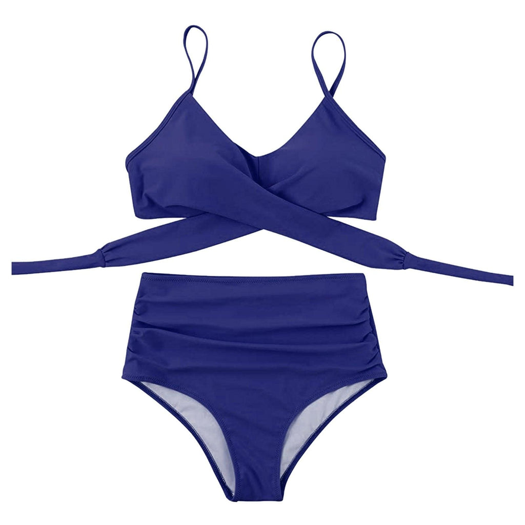 Maillot de Bain Femme Haut Bikini Push Up Echancré Bretelles Maillot de Bain Femme Taille Haute Bikini Twist Devant Hauts de Bikini Lacés Maillots de Bain 2 Pièces Été