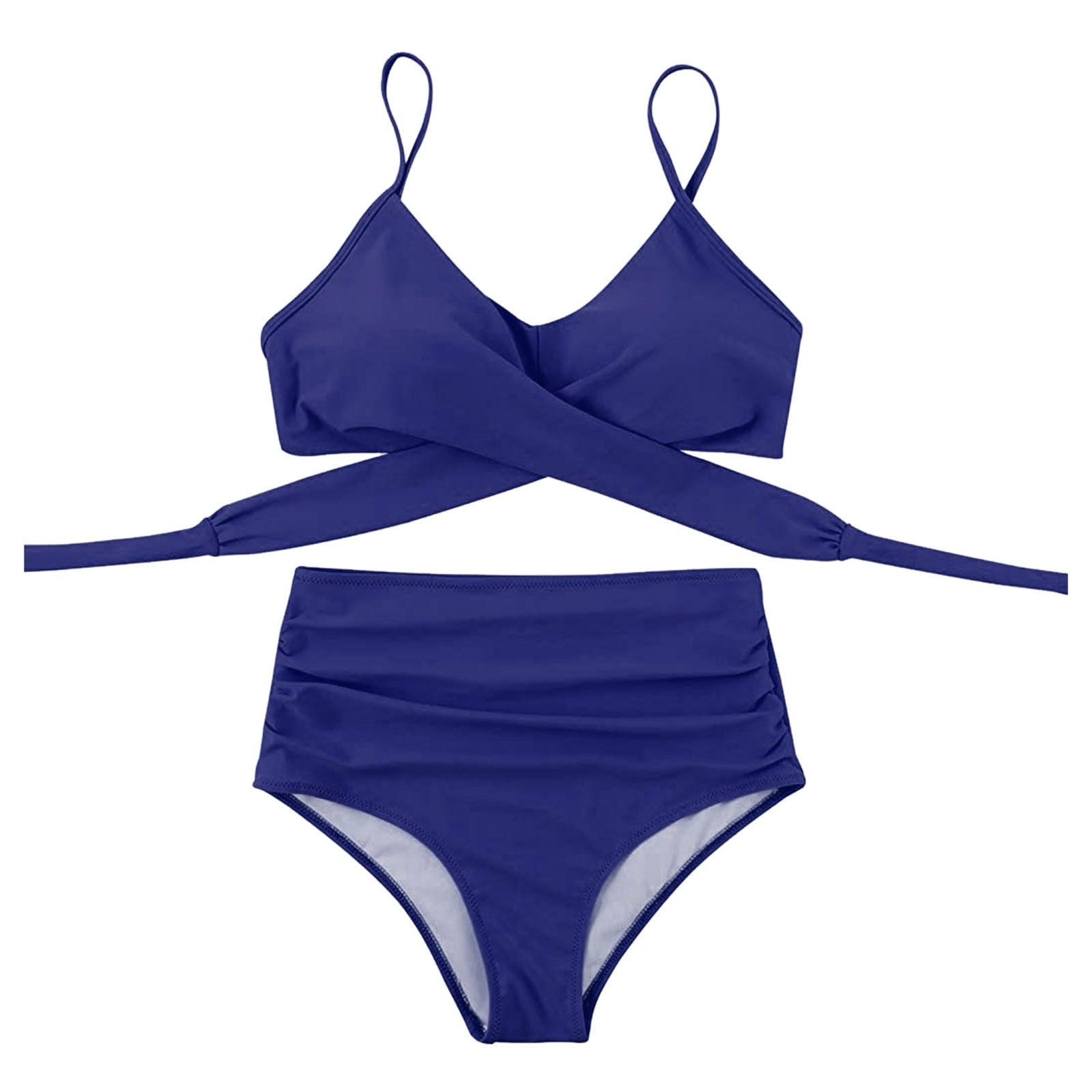 Maillot de Bain Femme Haut Bikini Push Up Echancré Bretelles Maillot de Bain Femme Taille Haute Bikini Twist Devant Hauts de Bikini Lacés Maillots de Bain 2 Pièces Été