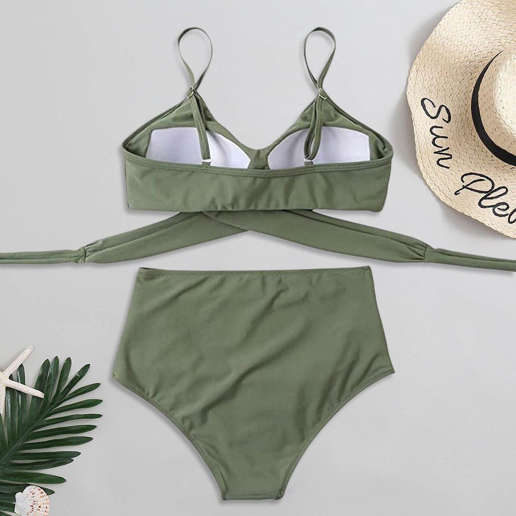 Maillot de Bain Femme Haut Bikini Push Up Echancré Bretelles Maillot de Bain Femme Taille Haute Bikini Twist Devant Hauts de Bikini Lacés Maillots de Bain 2 Pièces Été