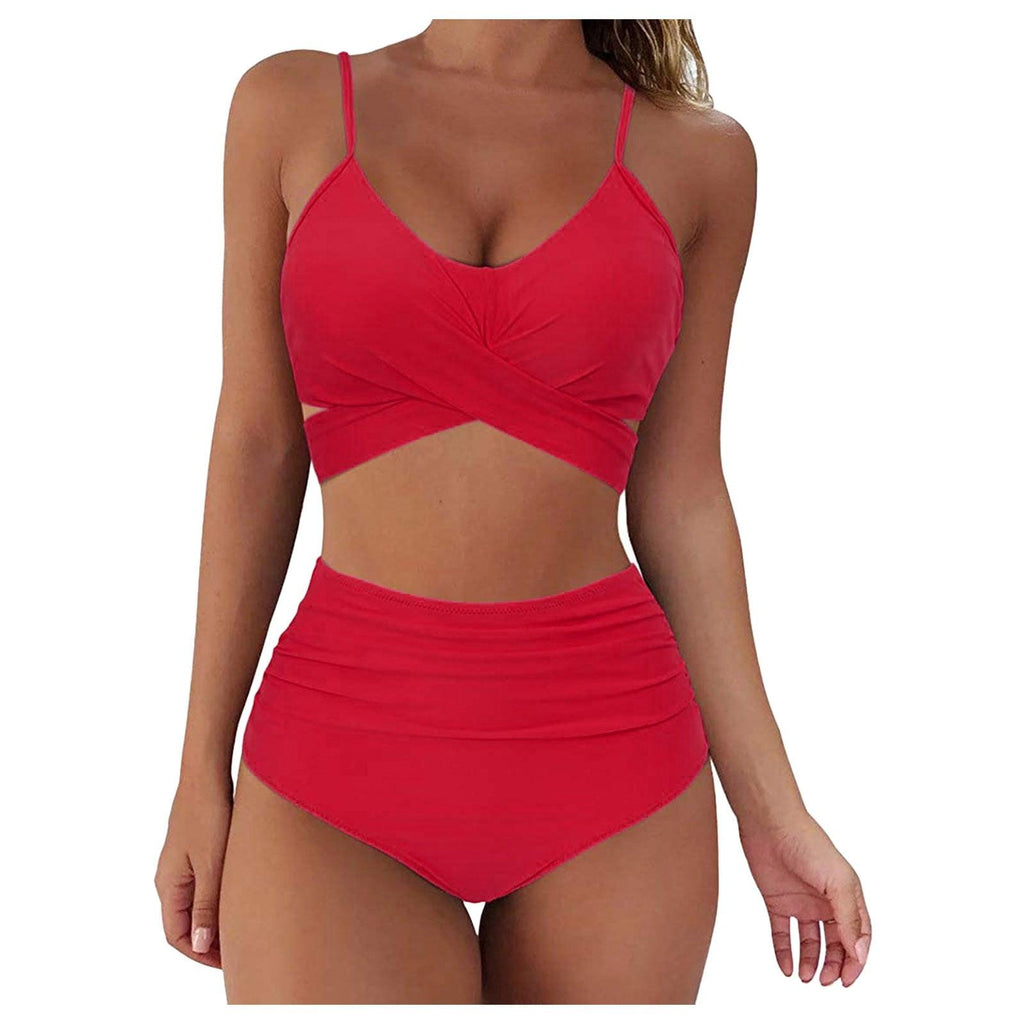 Maillot de Bain Femme Haut Bikini Push Up Echancré Bretelles Maillot de Bain Femme Taille Haute Bikini Twist Devant Hauts de Bikini Lacés Maillots de Bain 2 Pièces Été