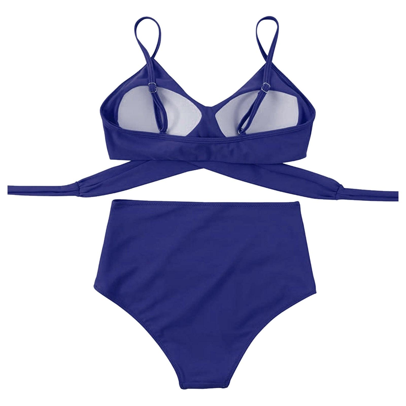 Maillot de Bain Femme Haut Bikini Push Up Echancré Bretelles Maillot de Bain Femme Taille Haute Bikini Twist Devant Hauts de Bikini Lacés Maillots de Bain 2 Pièces Été