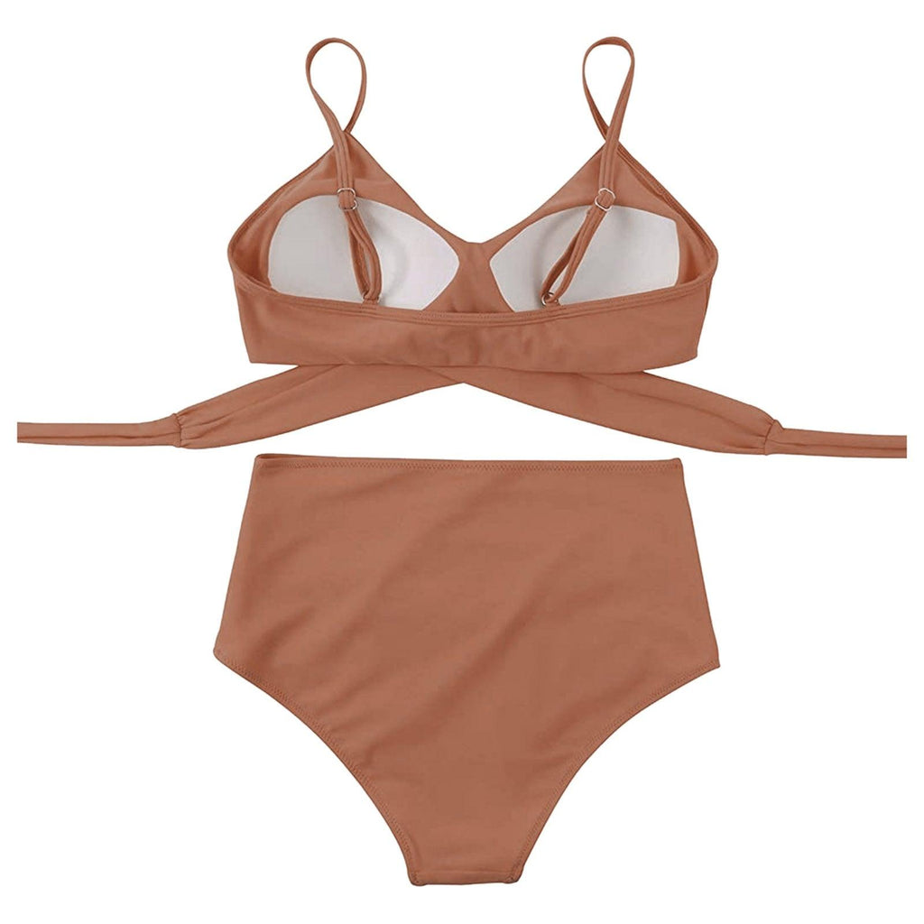 Maillot de Bain Femme Haut Bikini Push Up Echancré Bretelles Maillot de Bain Femme Taille Haute Bikini Twist Devant Hauts de Bikini Lacés Maillots de Bain 2 Pièces Été