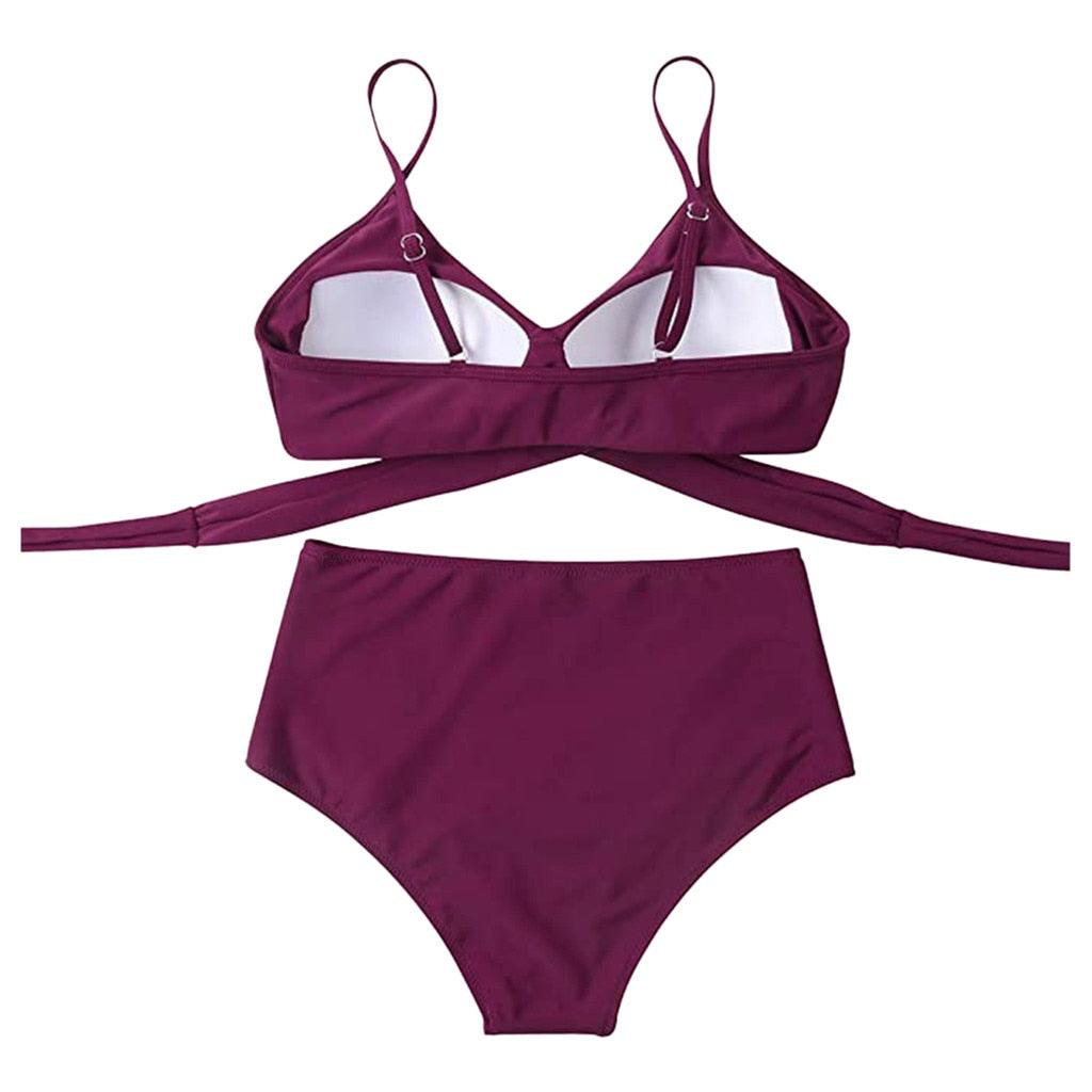 Maillot de Bain Femme Haut Bikini Push Up Echancré Bretelles Maillot de Bain Femme Taille Haute Bikini Twist Devant Hauts de Bikini Lacés Maillots de Bain 2 Pièces Été