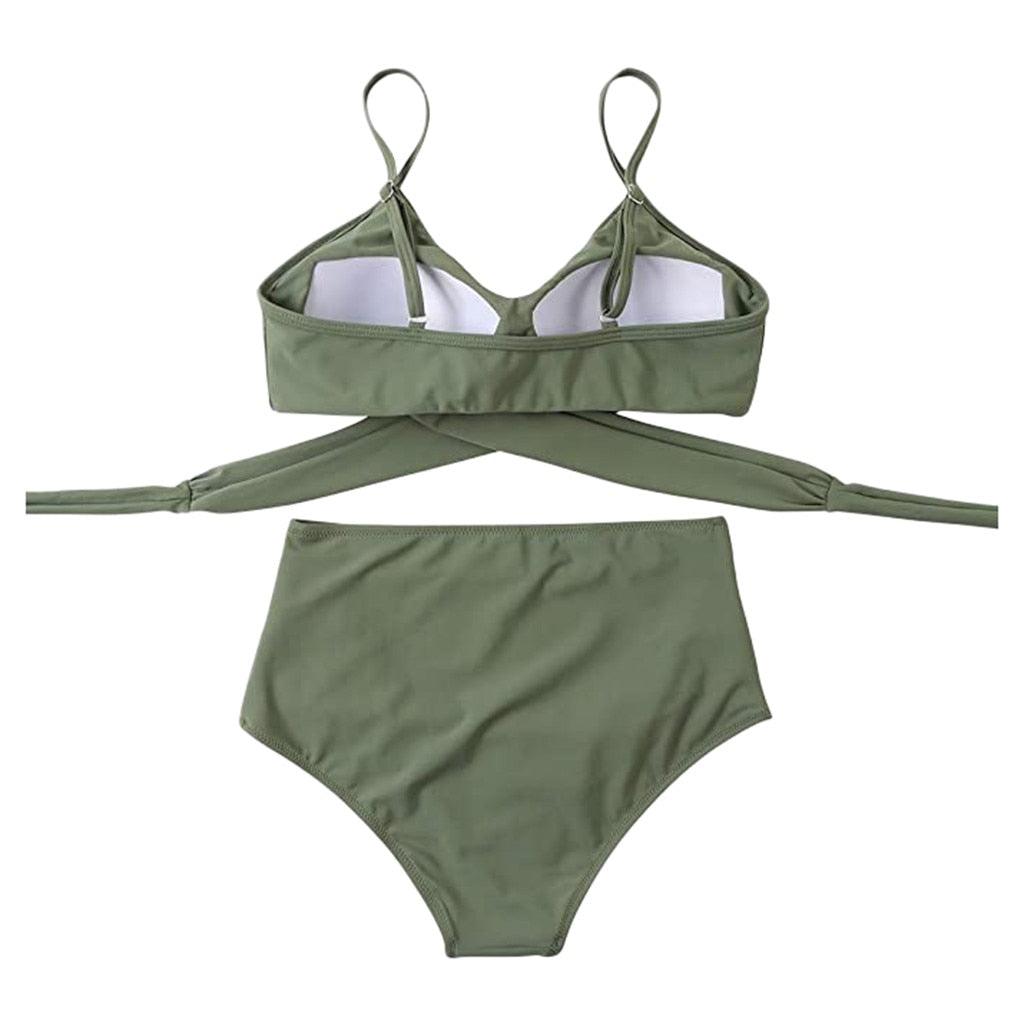 Maillot de Bain Femme Haut Bikini Push Up Echancré Bretelles Maillot de Bain Femme Taille Haute Bikini Twist Devant Hauts de Bikini Lacés Maillots de Bain 2 Pièces Été