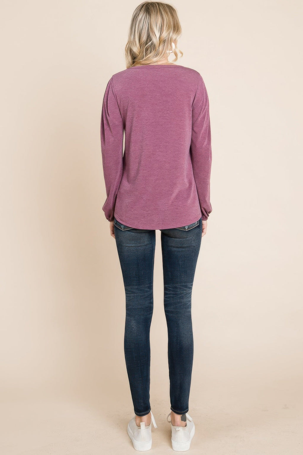 Haut uni à manches longues en Spandex