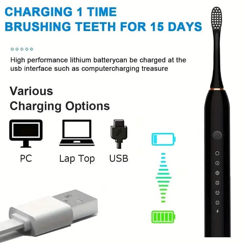 Brosse à dents électrique sonique avec 6 modes et minuteur intelligent