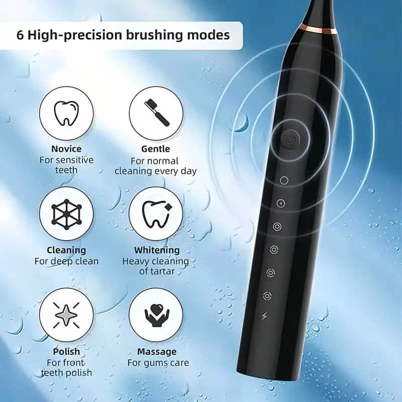 Brosse à dents électrique sonique avec 6 modes et minuteur intelligent