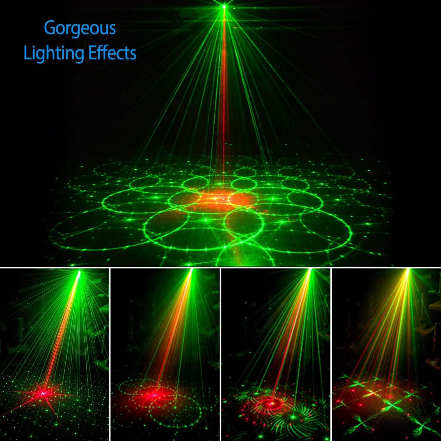 Motifs laser projetés par LED à activation sonore