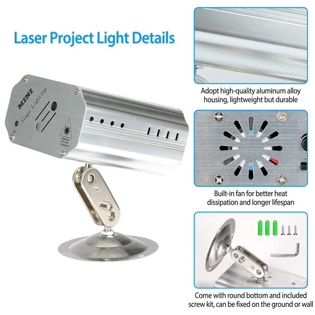 Motifs laser projetés par LED à activation sonore