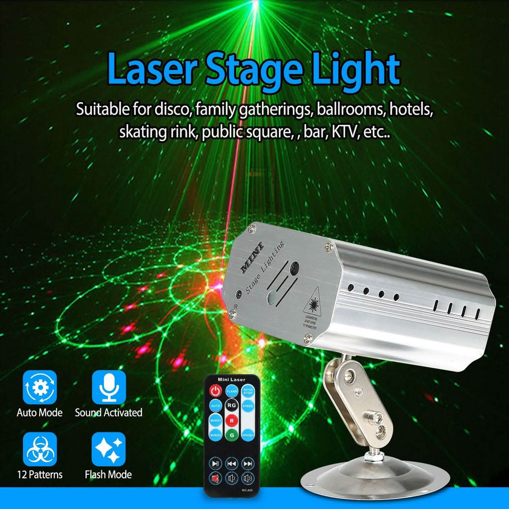 Motifs laser projetés par LED à activation sonore