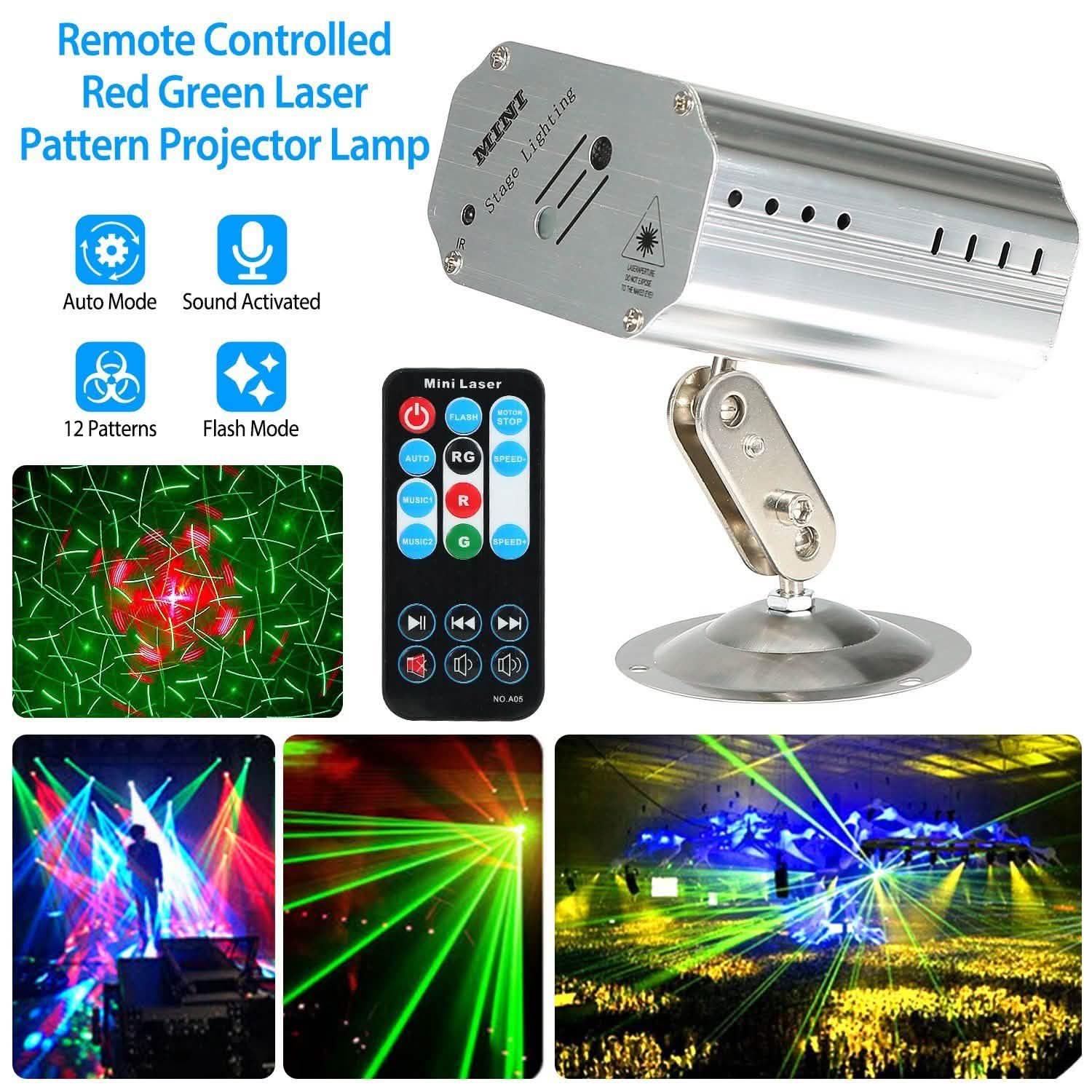 Motifs laser projetés par LED à activation sonore