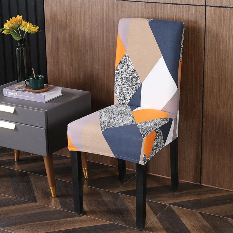 Housses de chaise en Spandex imprimées pour salle à manger, housse de siège extensible, étui de protection pour chaise de restaurant, banquet, cuisine, hôtel, housse de protection de chaise de salle à manger extensible en Spandex, amovible et lavable.