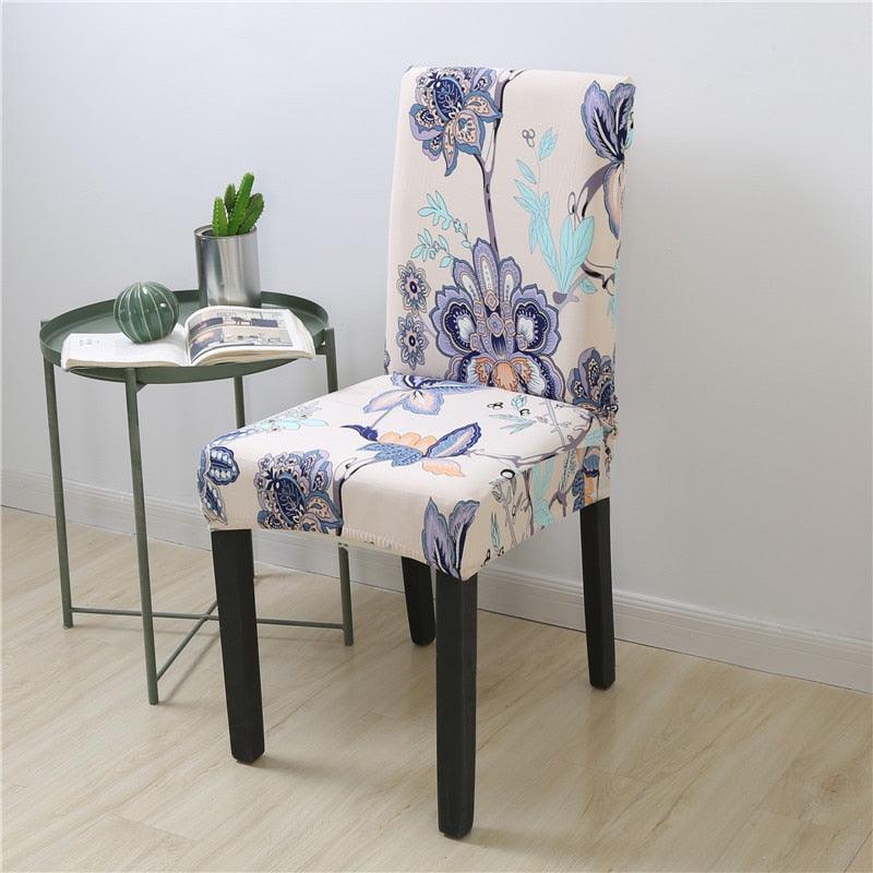 Housses de chaise en Spandex imprimées pour salle à manger, housse de siège extensible, étui de protection pour chaise de restaurant, banquet, cuisine, hôtel, housse de protection de chaise de salle à manger extensible en Spandex, amovible et lavable.