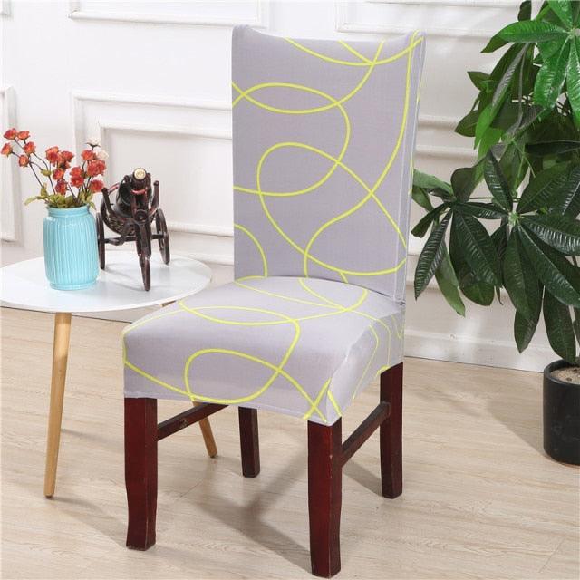 Housses de chaise en Spandex imprimées pour salle à manger, housse de siège extensible, étui de protection pour chaise de restaurant, banquet, cuisine, hôtel, housse de protection de chaise de salle à manger extensible en Spandex, amovible et lavable.