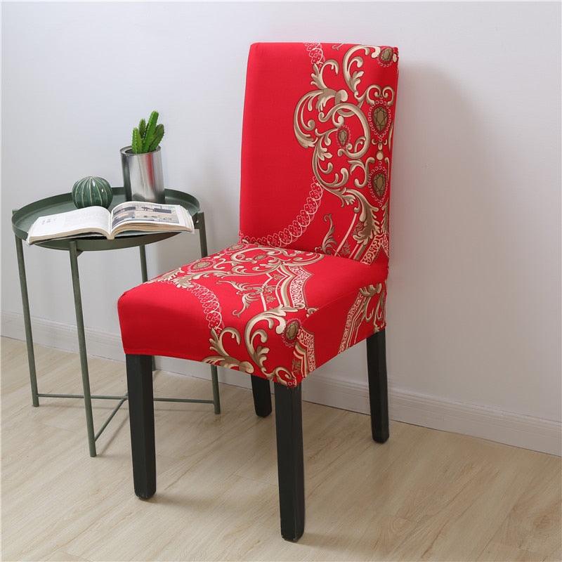 Housses de chaise en Spandex imprimées pour salle à manger, housse de siège extensible, étui de protection pour chaise de restaurant, banquet, cuisine, hôtel, housse de protection de chaise de salle à manger extensible en Spandex, amovible et lavable.