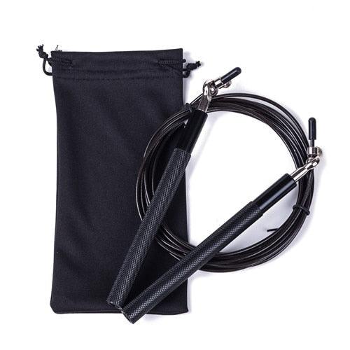 Corde à sauter rapide avec poignée métallique Corde à sauter réglable Corde à sauter rapide sans enchevêtrement Corde à sauter réglable avec roulements à billes et sac en nylon pour l'entraînement de boxe et de fitness