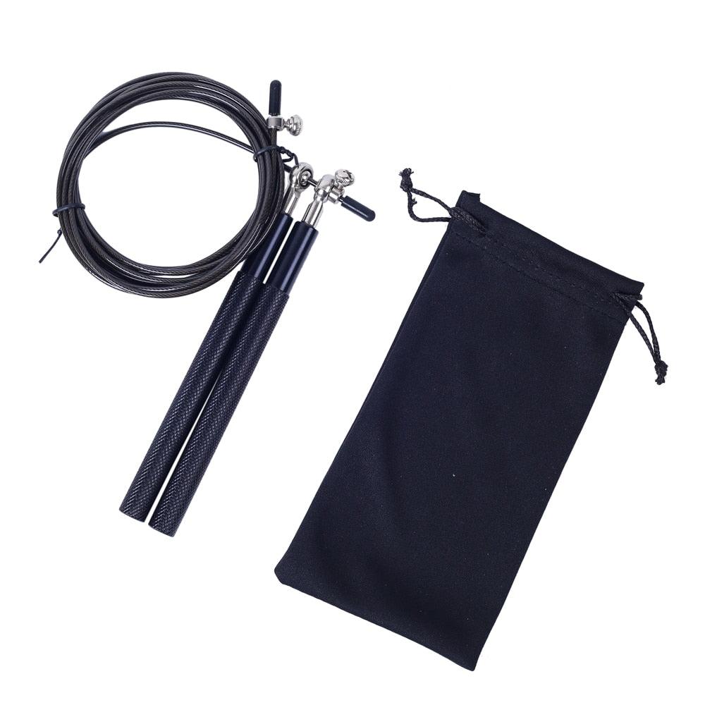 Corde à sauter rapide avec poignée métallique Corde à sauter réglable Corde à sauter rapide sans enchevêtrement Corde à sauter réglable avec roulements à billes et sac en nylon pour l'entraînement de boxe et de fitness