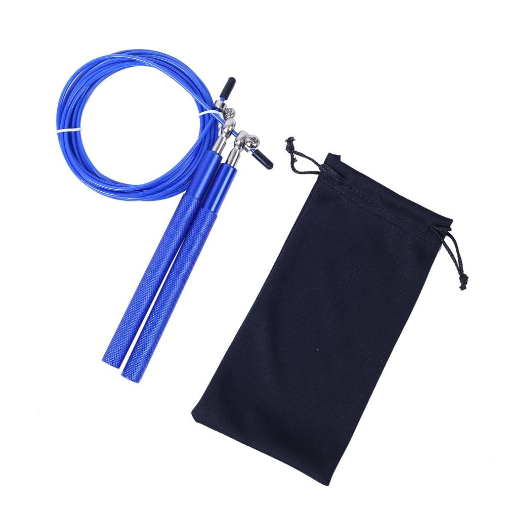 Corde à sauter rapide avec poignée métallique Corde à sauter réglable Corde à sauter rapide sans enchevêtrement Corde à sauter réglable avec roulements à billes et sac en nylon pour l'entraînement de boxe et de fitness