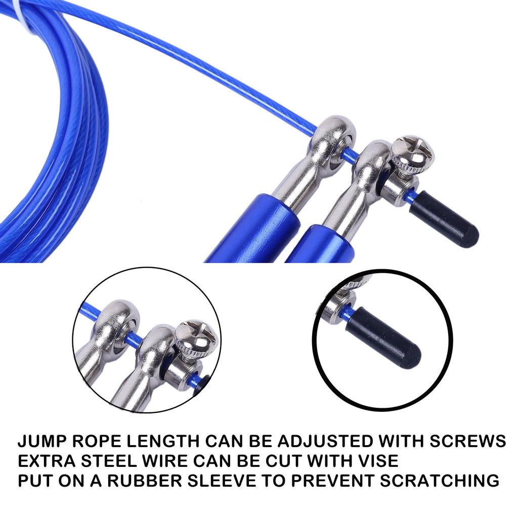 Corde à sauter rapide avec poignée métallique Corde à sauter réglable Corde à sauter rapide sans enchevêtrement Corde à sauter réglable avec roulements à billes et sac en nylon pour l'entraînement de boxe et de fitness