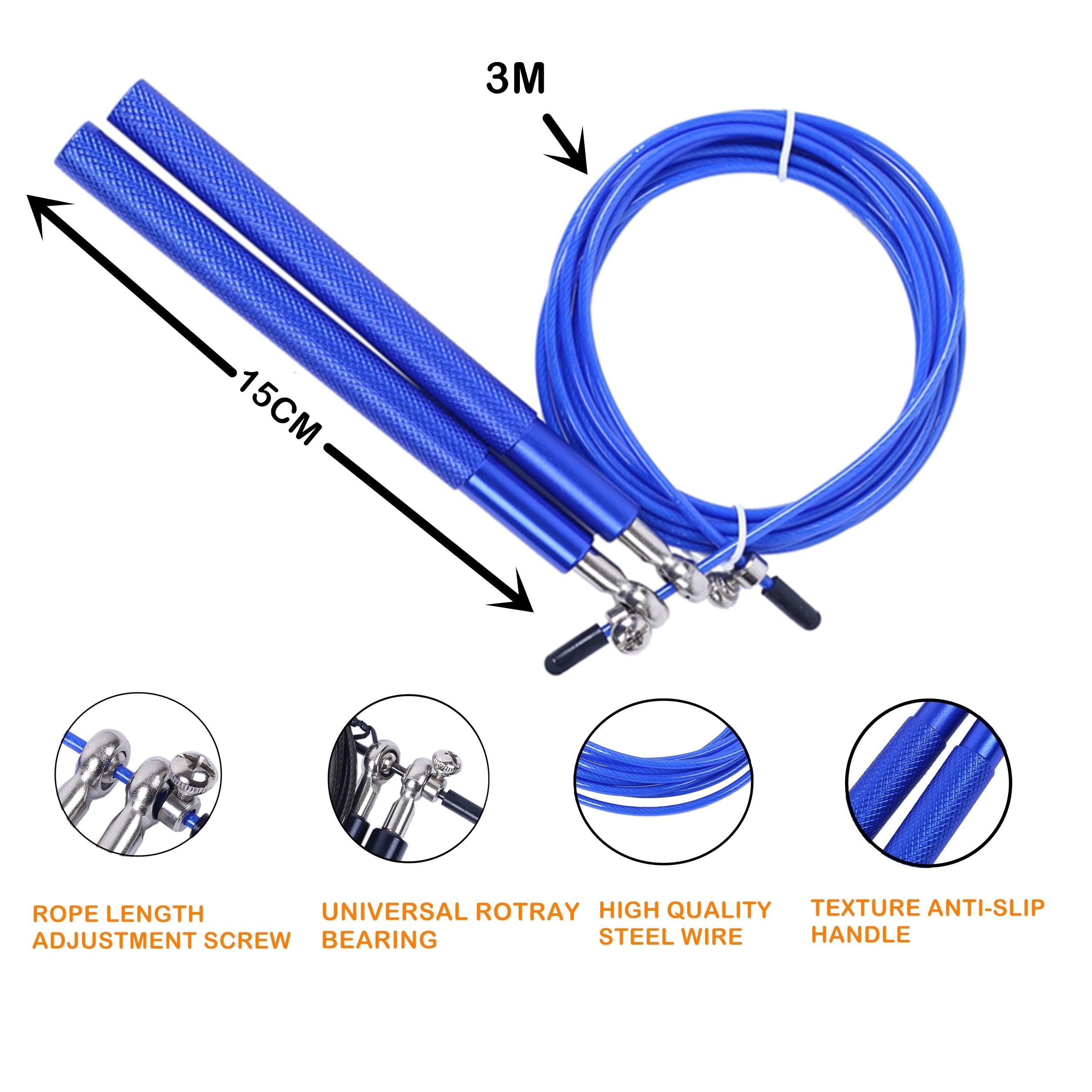 Corde à sauter rapide avec poignée métallique Corde à sauter réglable Corde à sauter rapide sans enchevêtrement Corde à sauter réglable avec roulements à billes et sac en nylon pour l'entraînement de boxe et de fitness