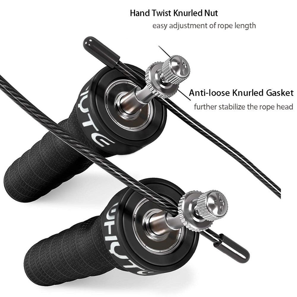 Corde à sauter rapide avec poignée antidérapante pour les sauts doubles Corde à sauter lourde réglable avec poignées et poids amovibles pour femmes hommes sport entraînement extérieur corde à sauter