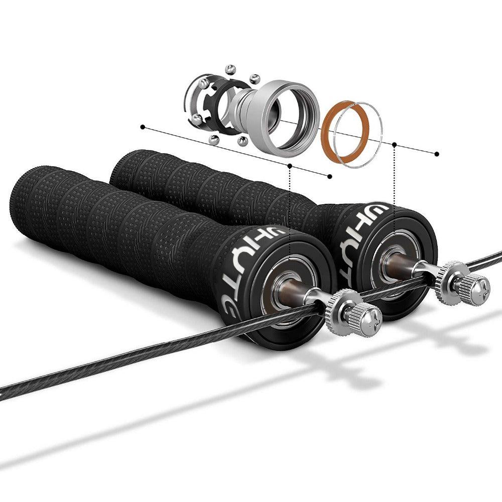 Corde à sauter rapide avec poignée antidérapante pour les sauts doubles Corde à sauter lourde réglable avec poignées et poids amovibles pour femmes hommes sport entraînement extérieur corde à sauter
