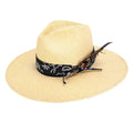 Peter Grimm Spencer - Chapeau Fedora en Paille à Larges Bords