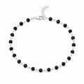 Black Spinel Sterling Silver Wire Wrapped Bracelet
