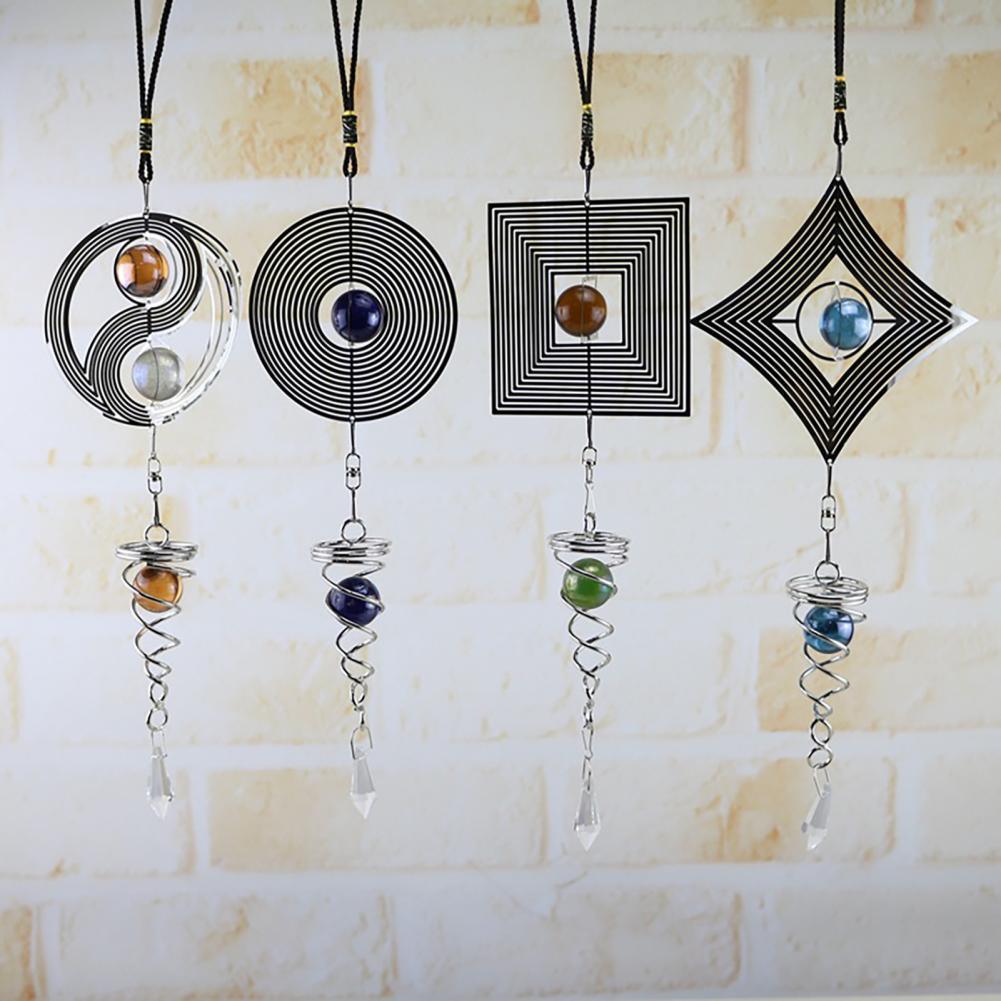 Carillons éoliens rotatifs en spirale Fenêtres en métal queue en spirale en acier inoxydable Décor de rotation pour intérieur extérieur Décoration de carillon éolien Carillon éolien de Noël en cristal