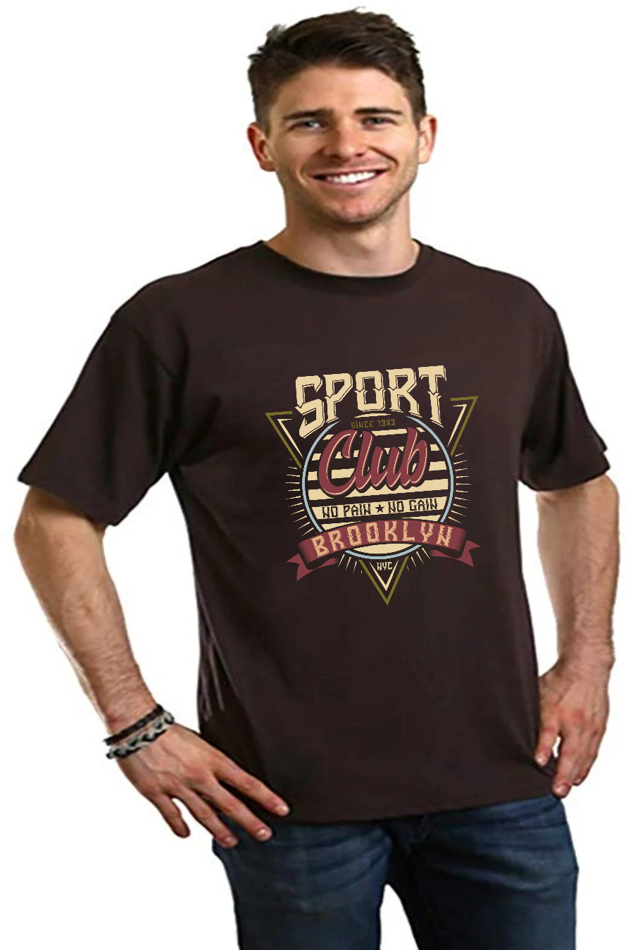 T-shirt graphique à manches courtes en viscose de bambou/coton biologique pour homme du Sport Club
