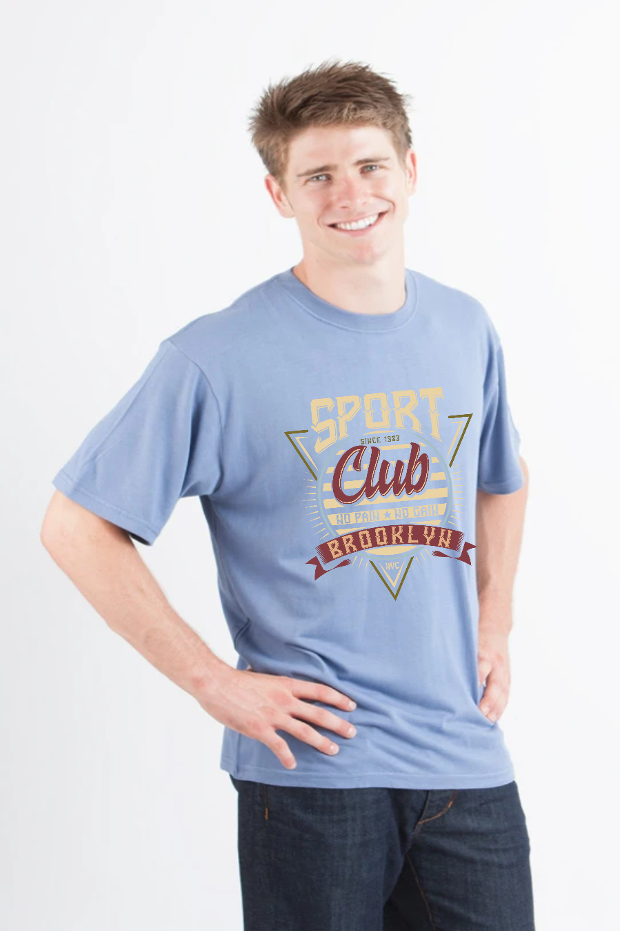 T-shirt graphique à manches courtes en viscose de bambou/coton biologique pour homme du Sport Club