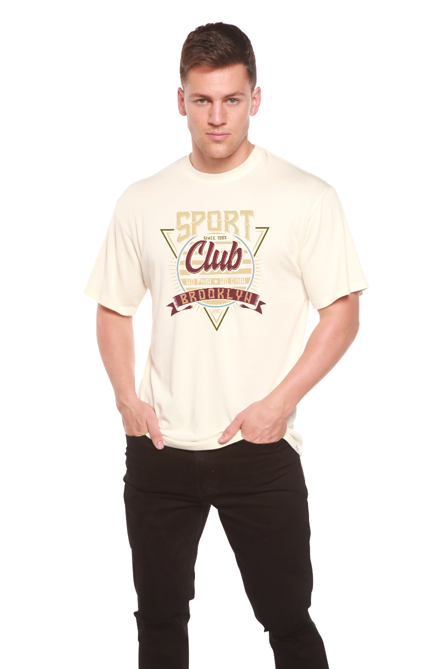 T-shirt graphique à manches courtes en viscose de bambou/coton biologique pour homme du Sport Club