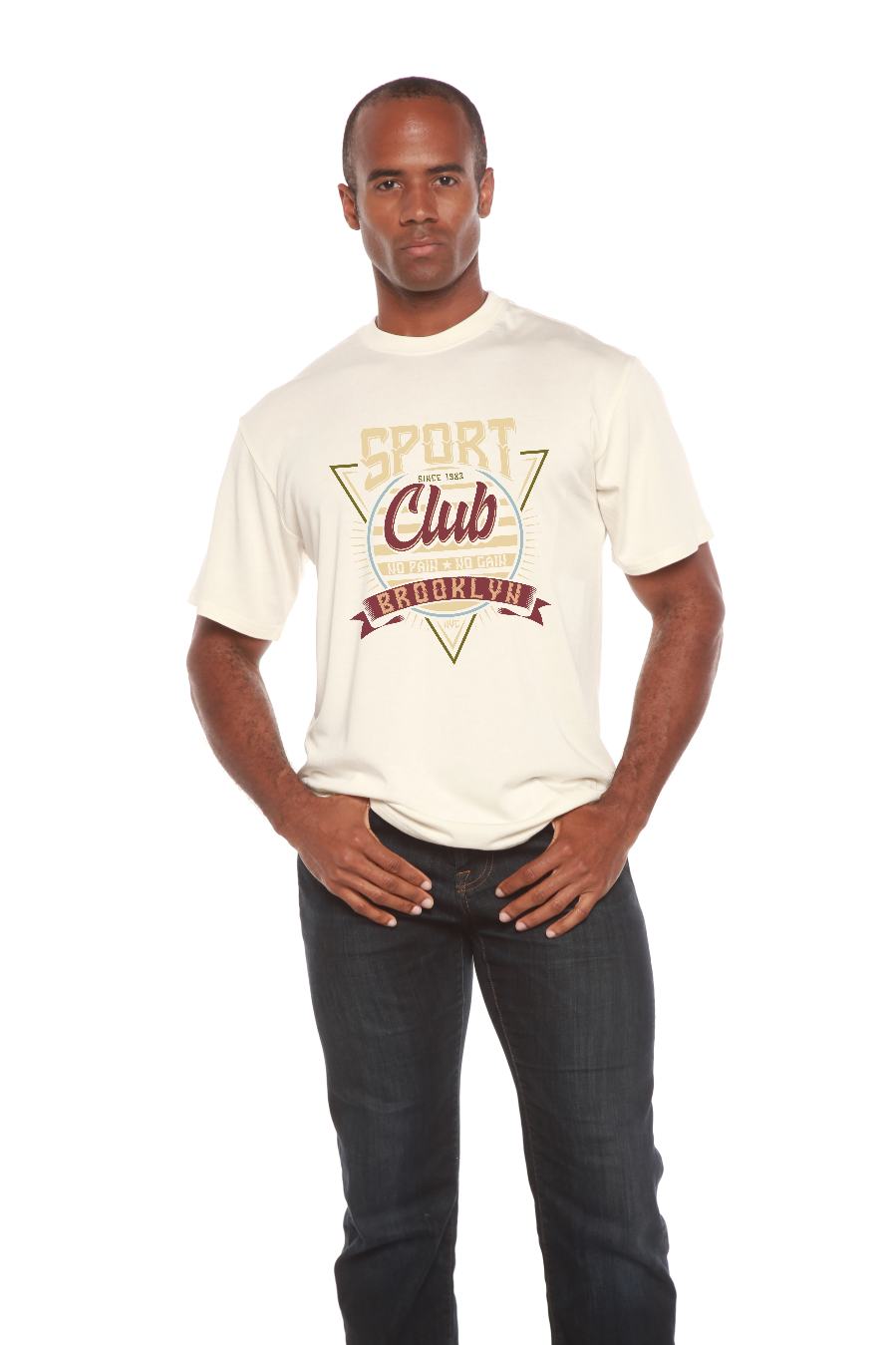 T-shirt graphique à manches courtes en viscose de bambou/coton biologique pour homme du Sport Club
