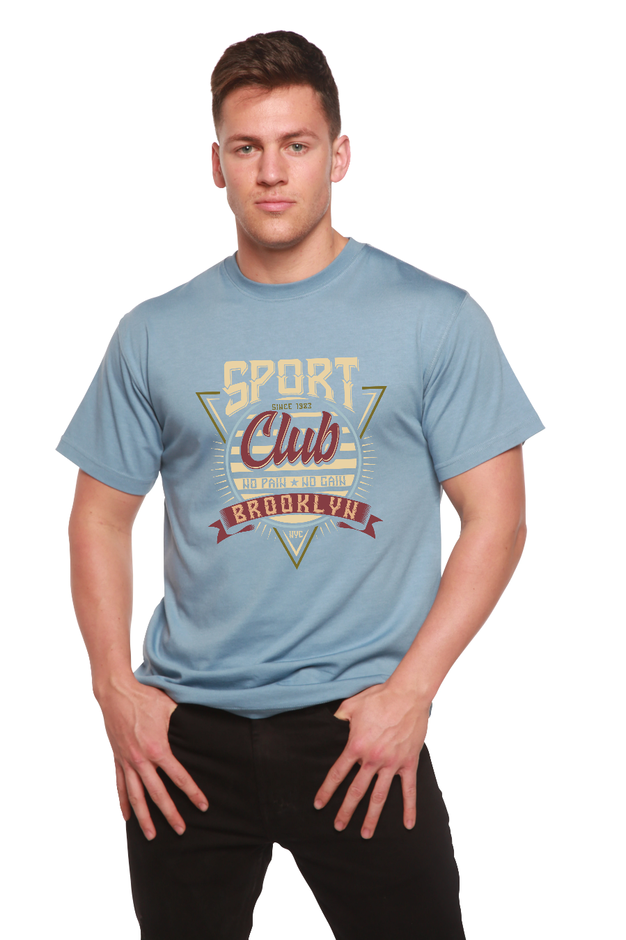 T-shirt graphique à manches courtes en viscose de bambou/coton biologique pour homme du Sport Club