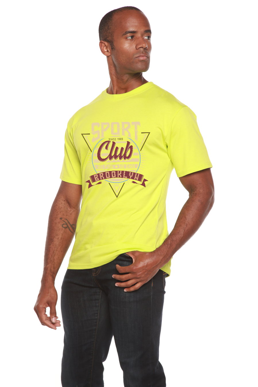 T-shirt graphique à manches courtes en viscose de bambou/coton biologique pour homme du Sport Club
