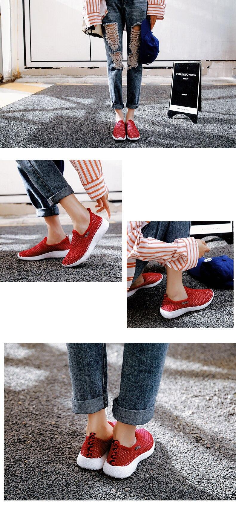 Chaussures de sport en maille respirante pour femmes Chaussures de sport tendance douces et confortables Chaussures de sport à enfiler tendance Semelle souple respirante Confortables Chaussures de course et de marche