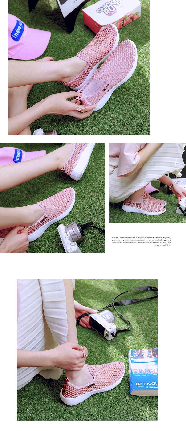 Chaussures de sport en maille respirante pour femmes Chaussures de sport tendance douces et confortables Chaussures de sport à enfiler tendance Semelle souple respirante Confortables Chaussures de course et de marche