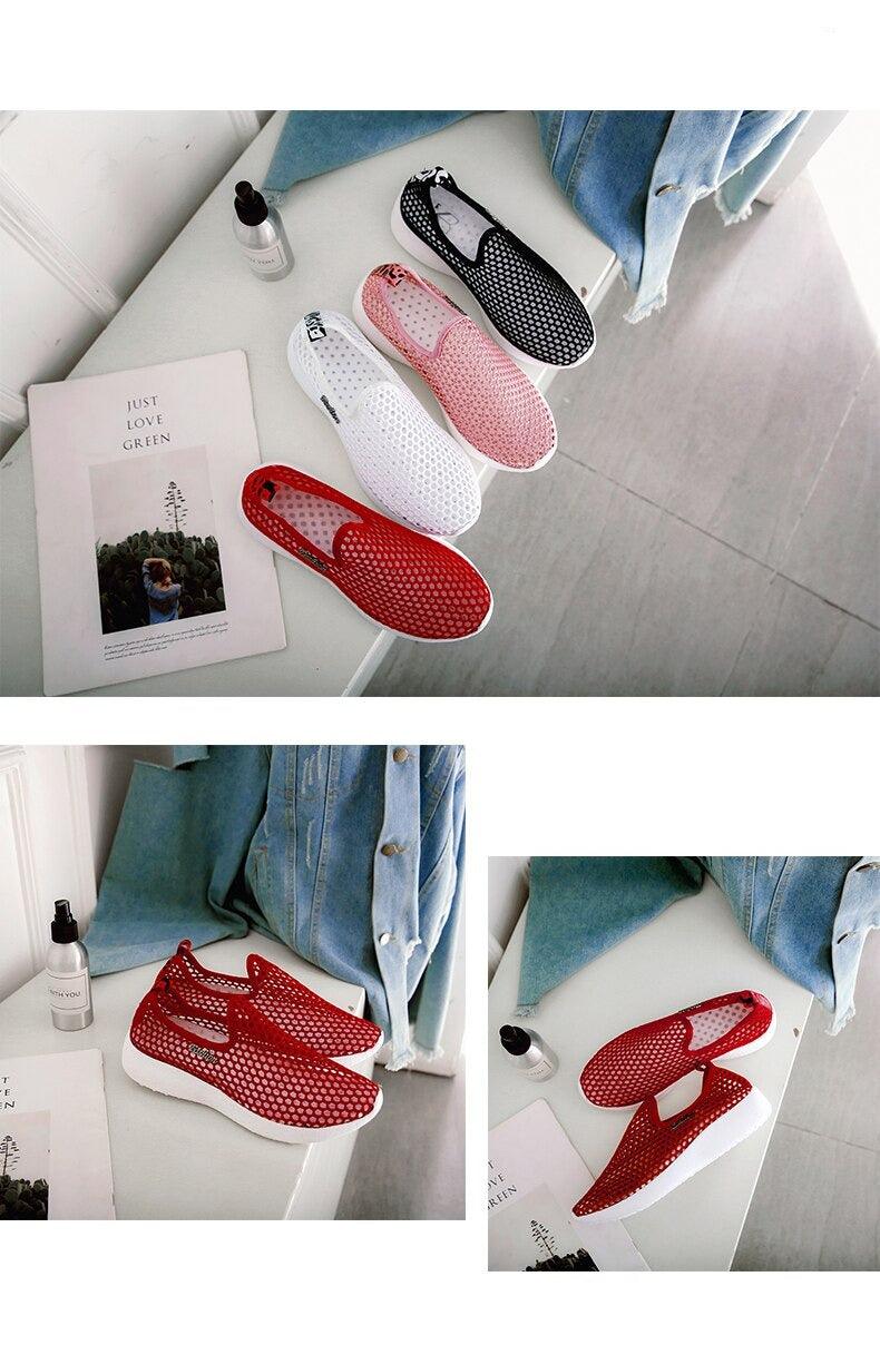 Chaussures de sport en maille respirante pour femmes Chaussures de sport tendance douces et confortables Chaussures de sport à enfiler tendance Semelle souple respirante Confortables Chaussures de course et de marche