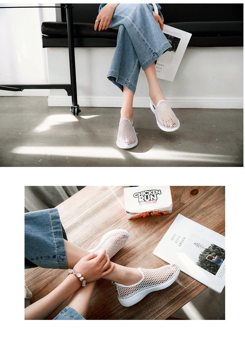 Chaussures de sport en maille respirante pour femmes Chaussures de sport tendance douces et confortables Chaussures de sport à enfiler tendance Semelle souple respirante Confortables Chaussures de course et de marche