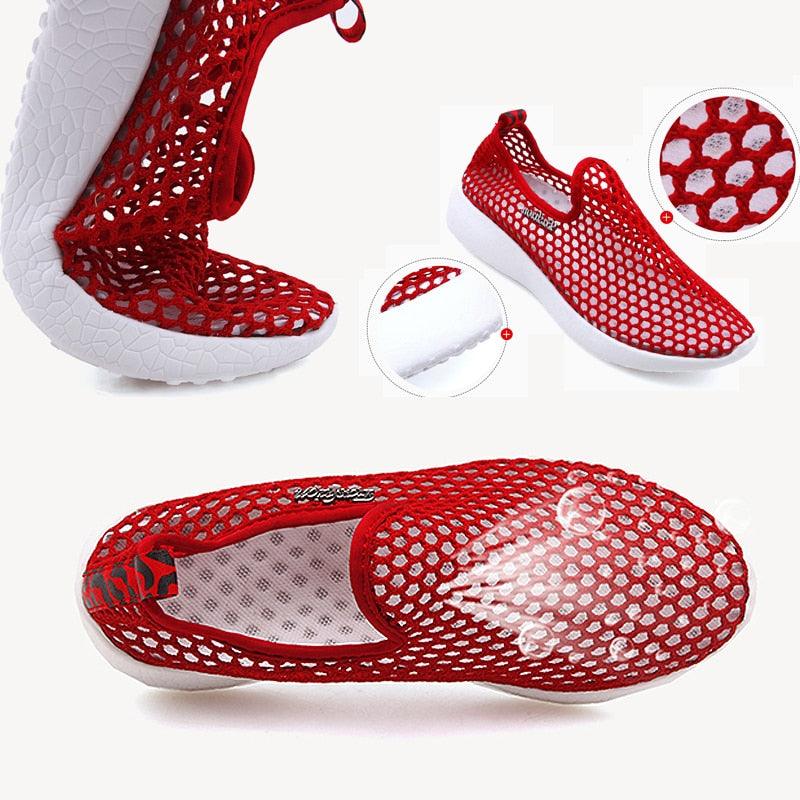 Chaussures de sport en maille respirante pour femmes Chaussures de sport tendance douces et confortables Chaussures de sport à enfiler tendance Semelle souple respirante Confortables Chaussures de course et de marche
