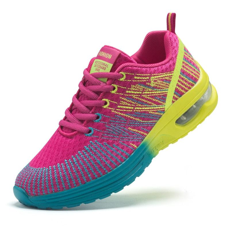 Chaussures de sport pour femmes, baskets de course, respirantes, à lacets, ajourées, pour femmes, baskets de mode légères et respirantes, chaussures de marche antidérapantes, baskets de sport à la mode