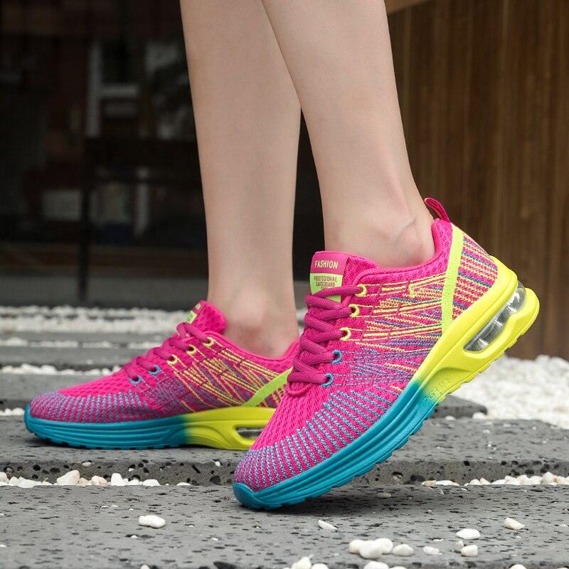 Chaussures de sport pour femmes, baskets de course, respirantes, à lacets, ajourées, pour femmes, baskets de mode légères et respirantes, chaussures de marche antidérapantes, baskets de sport à la mode